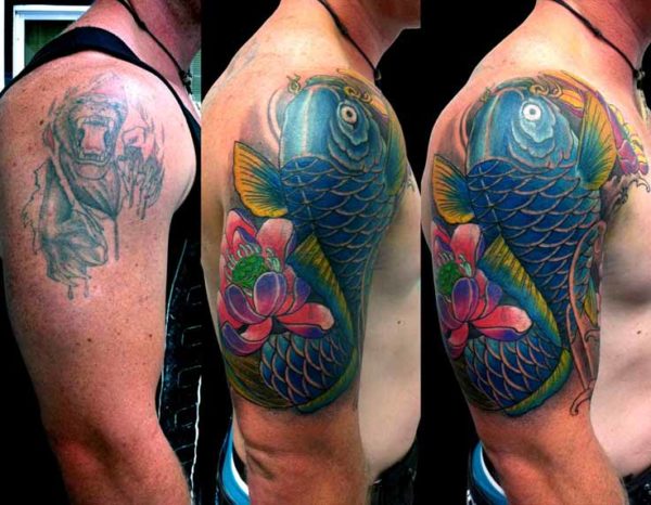 Stunning Japanese Cover Up Shoulder Tattoo Design