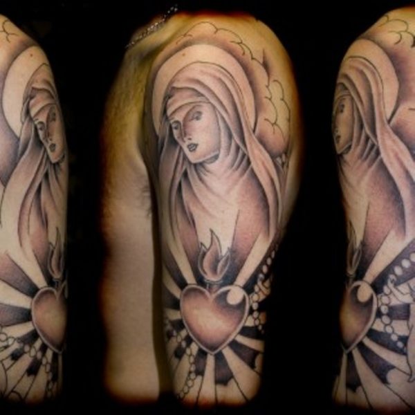Stunning Mother Mary Shoulder Tattoo