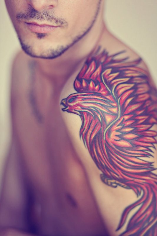 Stunning Phoenix Shoulder Tattoo Design