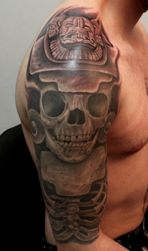Stunning Skull Aztec Tattoo