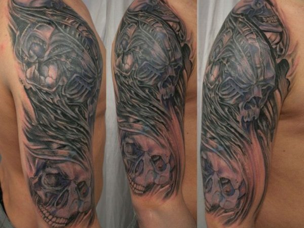 Stunning Skull Shoulder Cover Tattoo