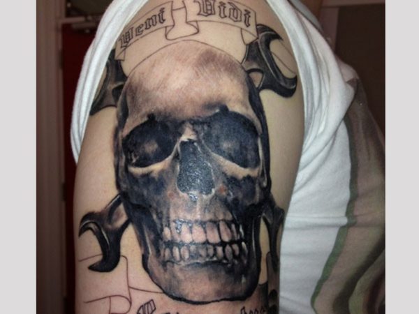 Stunning Skull Shoulder Tattoo