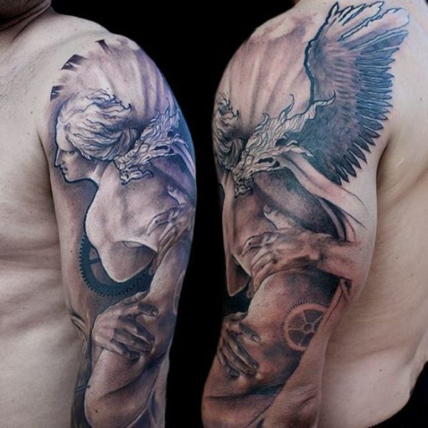Stunning Tattoo Of Angel On Shoulder