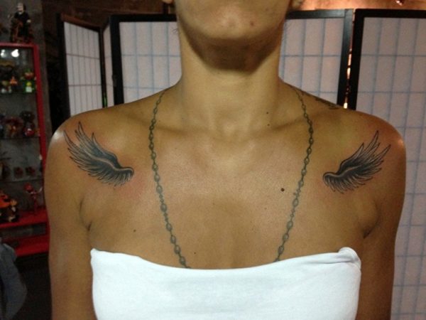 Stunning Wings Tattoo On Both Shoulder