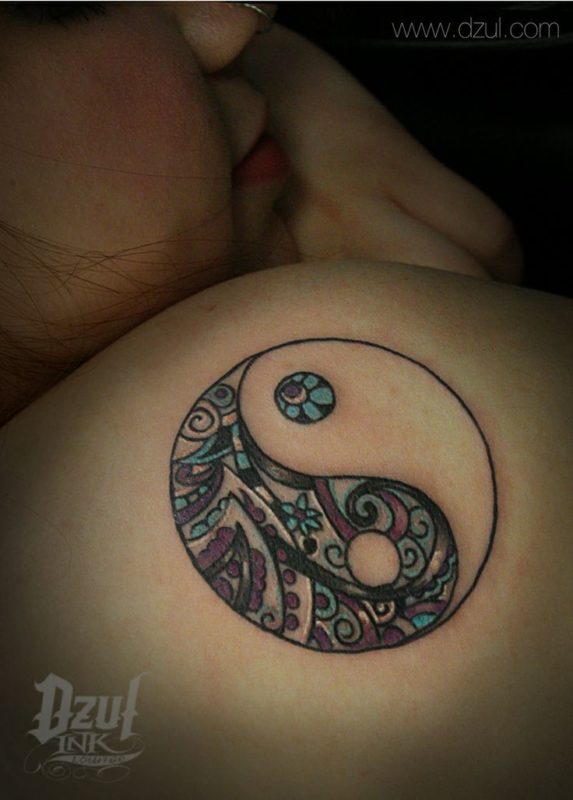 Stunning Yin Yang Shoulder Tattoo Design