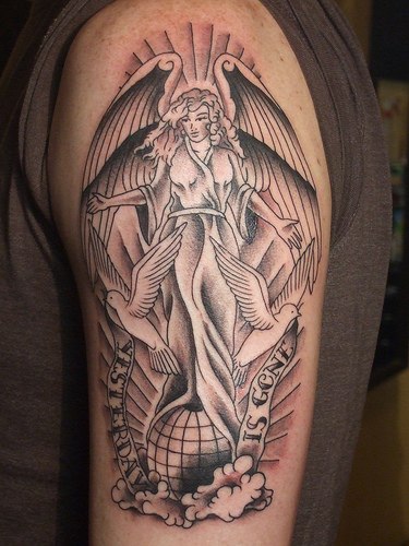 Stylish Angel Shoulder Tattoo Design