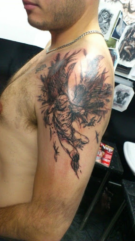 Stylish Angel Shoulder Tattoo