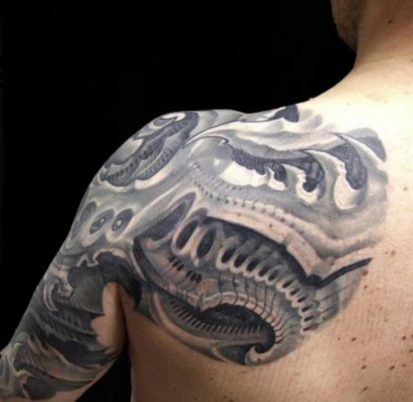 Stylish Cover Up Shoulder Tattoo Design