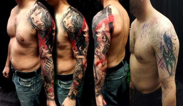 Stylish Cover Up Tattoo Design