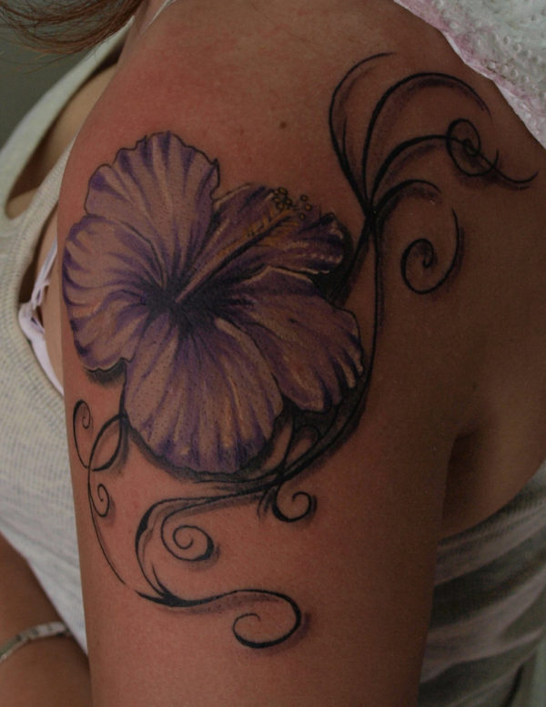 Stylish Hibiscus Flower Tattoo