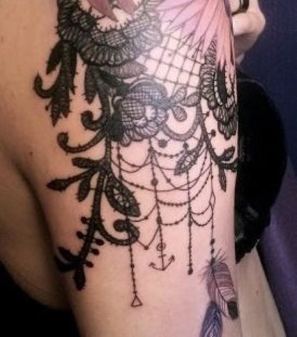 Stylish Lace Shoulder Tattoo