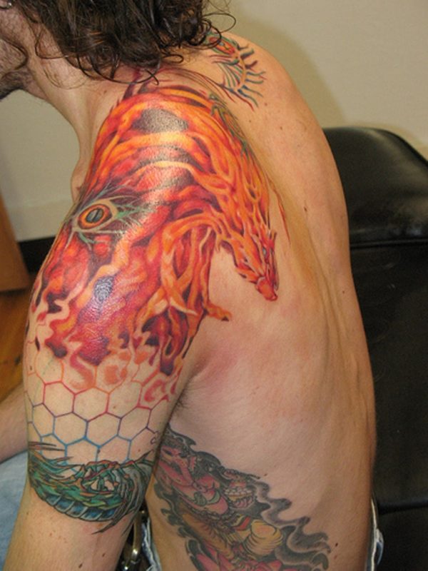 Stylish Phoenix Shoulder Tattoo
