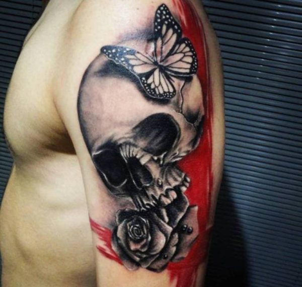 Stylish Skull Shoulder Tattoo