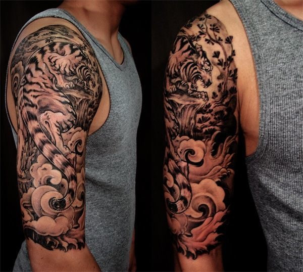 Stylish Sleeve Shoulder Tattoo