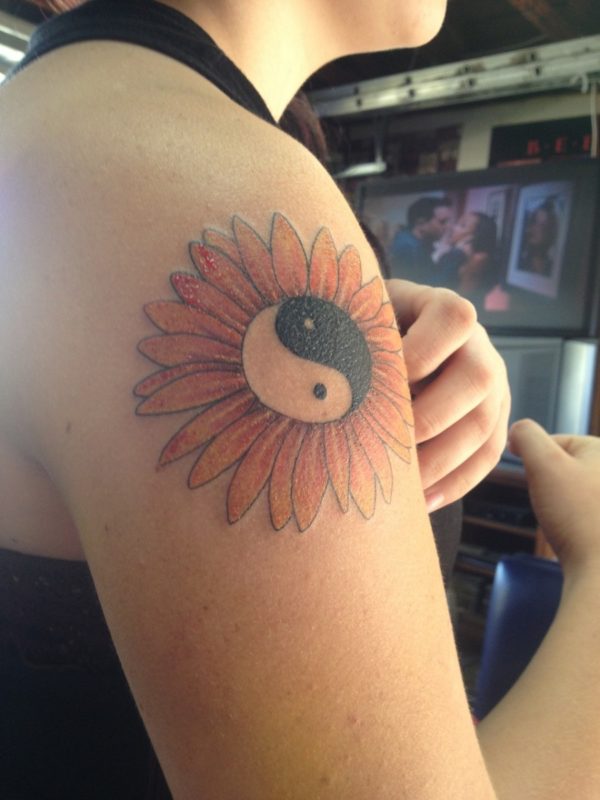 Sunflower Yin Yang Tattoo