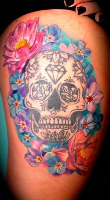 Sugar Skull Shoulder Tattoo