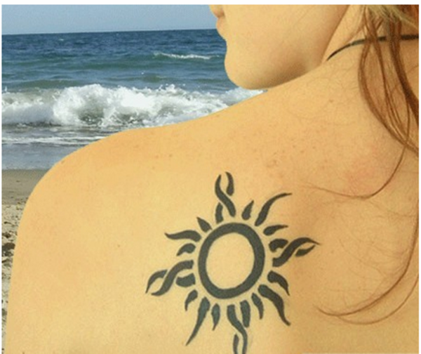 Sun Shoulder Back Tattoo
