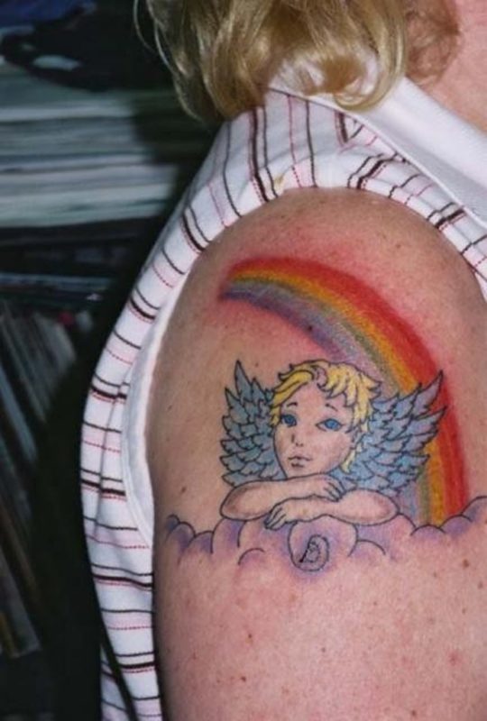 Sweet Angel In Clouds Tattoo