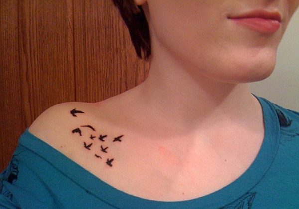 Sweet Birds Tattoo On Front Shoulder