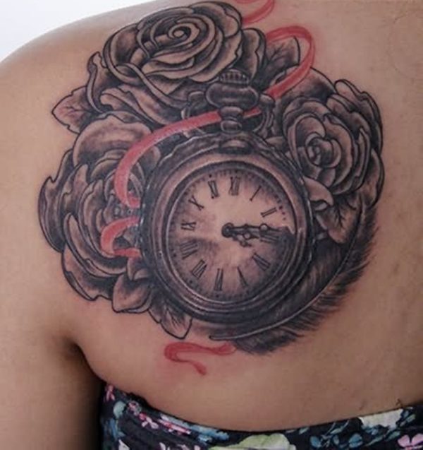 Sweet Black Clock Tattoo Design