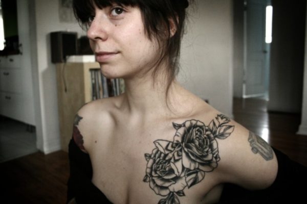 Sweet Black Roses Shoulder Tattoo