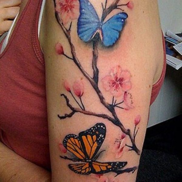 Sweet Butterfly Tattoo On Left Shoulder