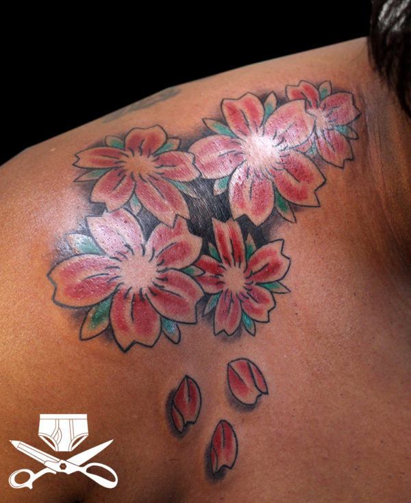 Sweet Cherry Blossom Designer Flower Tattoo
