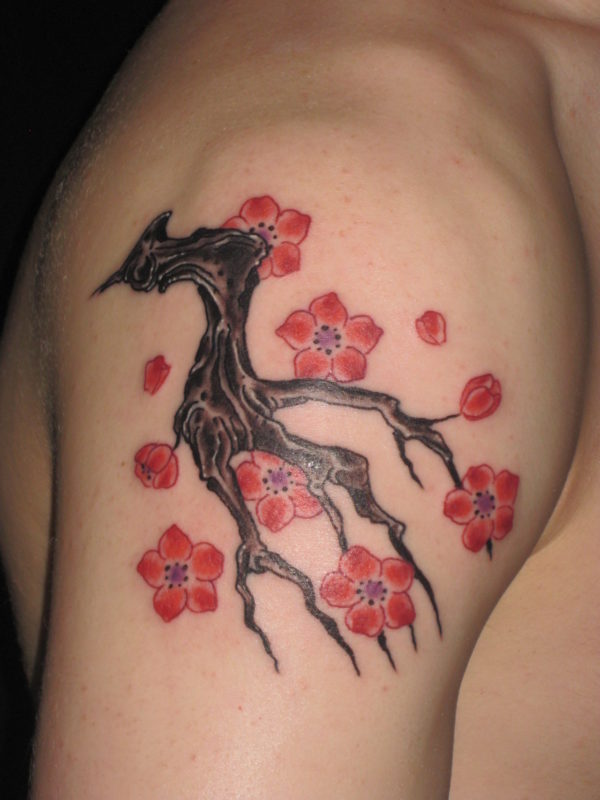 Sweet Cherry Blossom Flower Tattoo Design