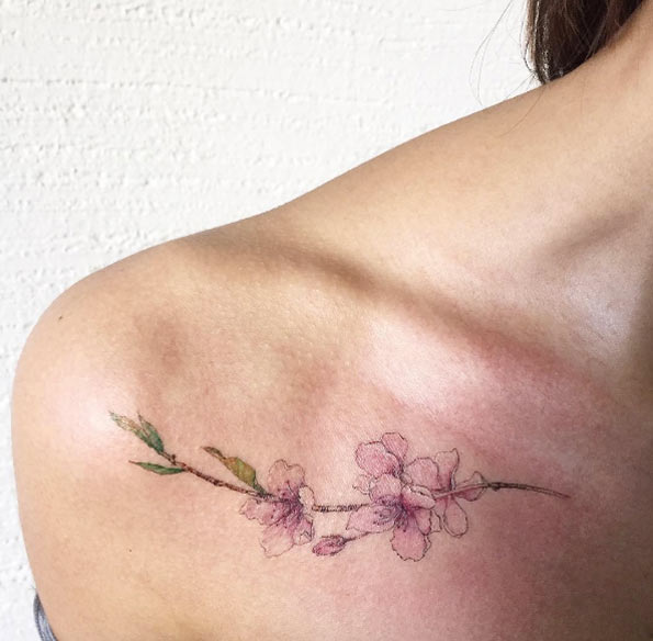 Sweet Cherry Blossom Flower Tattoo