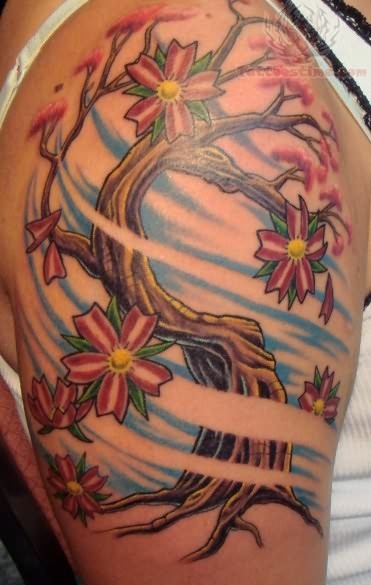 Sweet Cherry Blossom Tree Tattoo Design