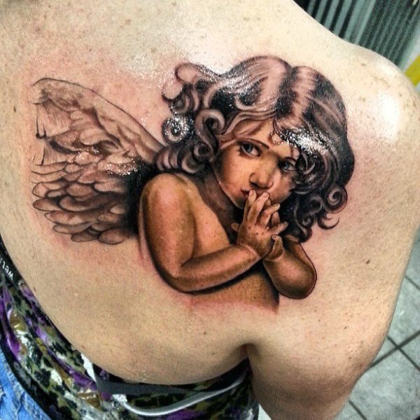 Sweet Child Angel Shoulder Tattoo