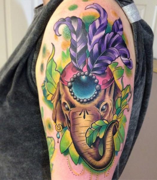 Sweet Colored Elephant Tattoo