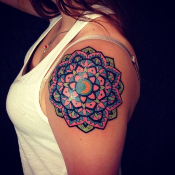 Sweet Colorful Mandala Tattoo