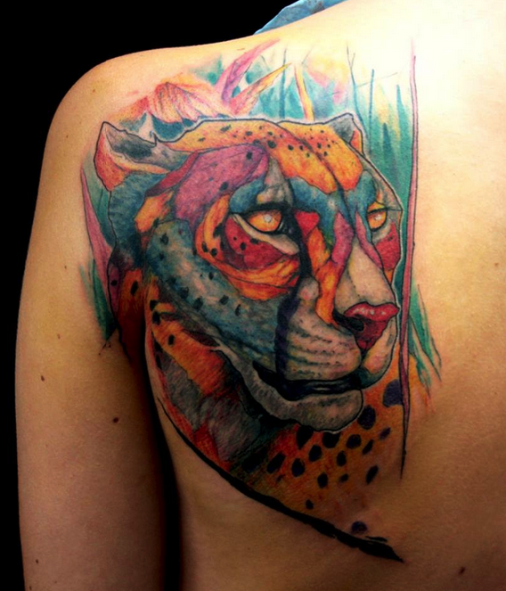 Sweet Colorful Tiger Tattoo