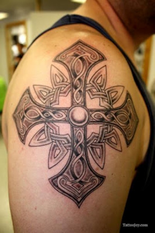 Sweet Cross Celtic Shoulder Tattoo
