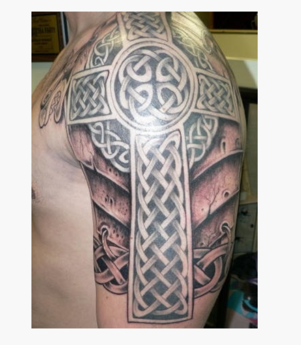 Sweet Cross Shoulder Tattoo