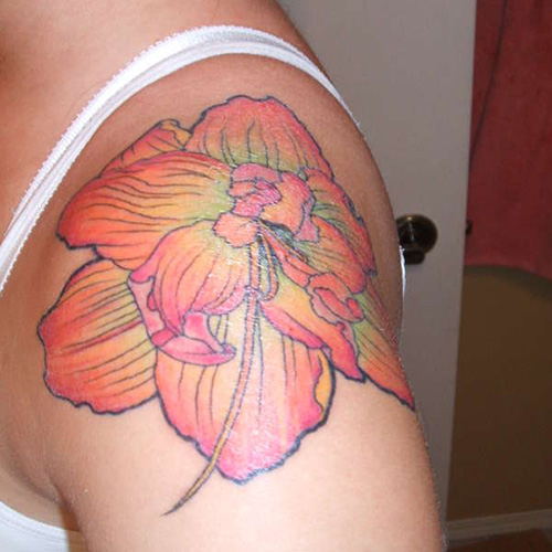 Sweet Flower Shoulder Tattoo