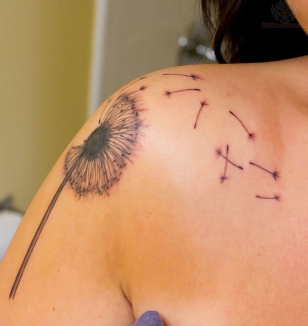 Sweet Flower Tattoo On Right Shoulder