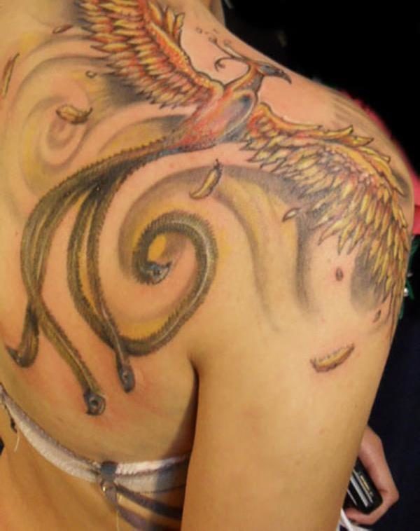 Sweet Flying Phoenix Tattoo Design