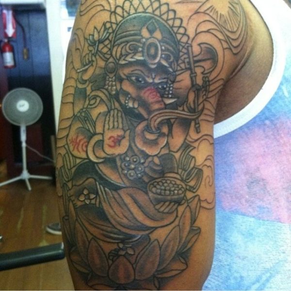 Sweet Ganesh Ji Tattoo On Shoulder