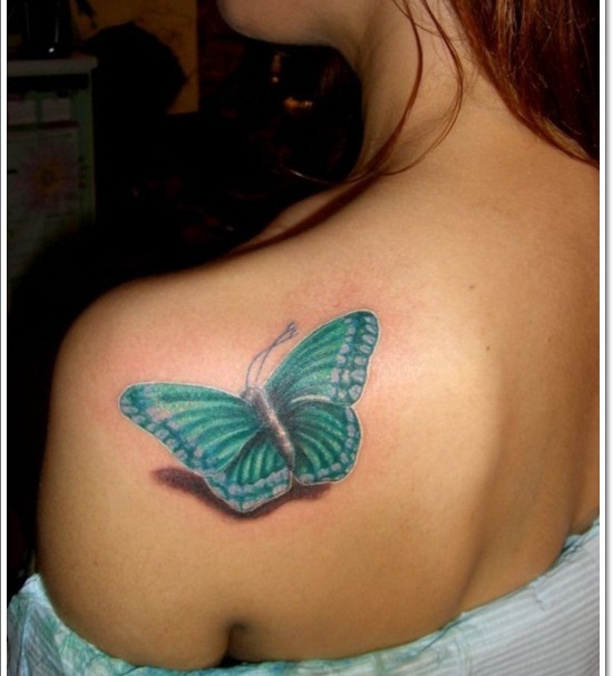 Sweet Green Butterfly Designer Tattoo