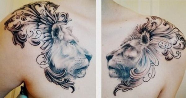 Sweet Grey And Black Lion Tattoo