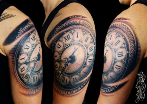 Sweet Large Clock Tattoo Design