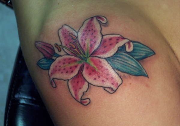 Sweet Lily Tattoo On Shoulder