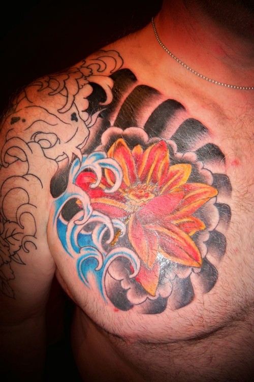 Sweet Lotus Shoulder Joint Tattoo