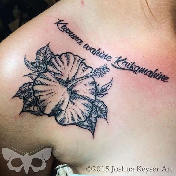 Sweet Lovely Flower Tattoo On Shoulder