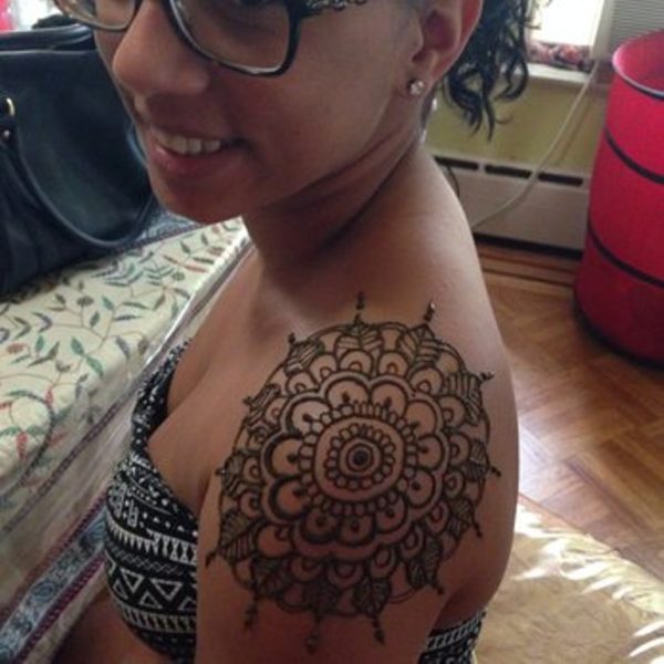 Sweet Mandala Tattoo On Left Shoulder