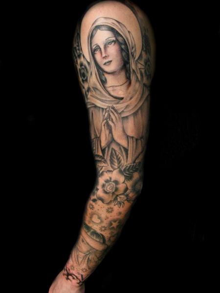 Sweet Mother Mary Religious Shoulder Tattoo