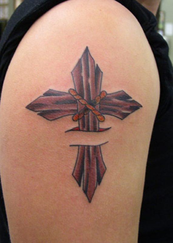 Sweet Shoulder Cross Tattoo