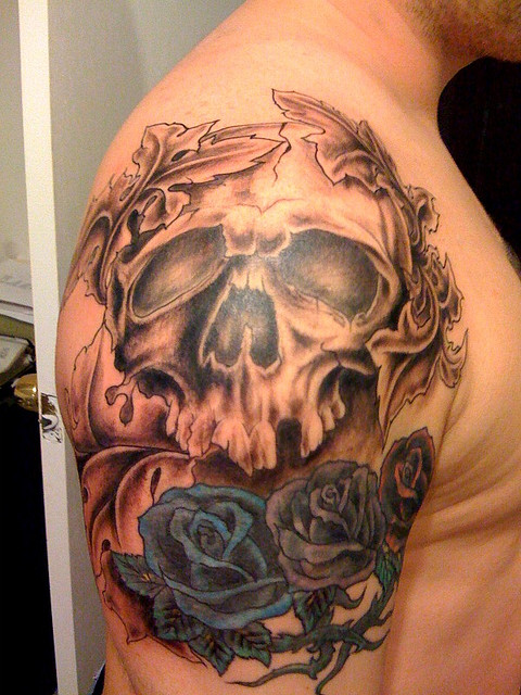 Sweet Skull Shoulder Tattoo